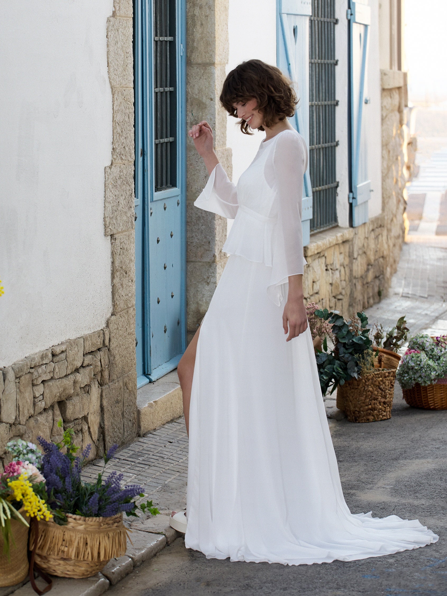 Jenny Packham Hedvig puff-sleeve bridal gown - White