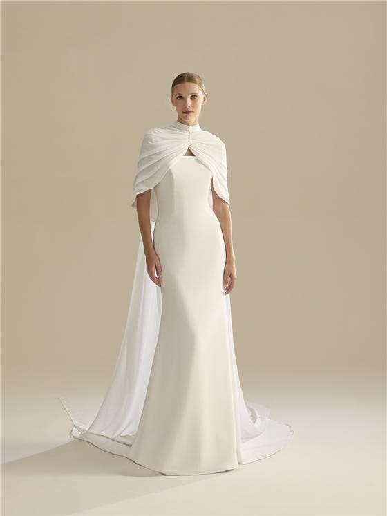 Parte delantera capa en crepe CAPE-LA48.