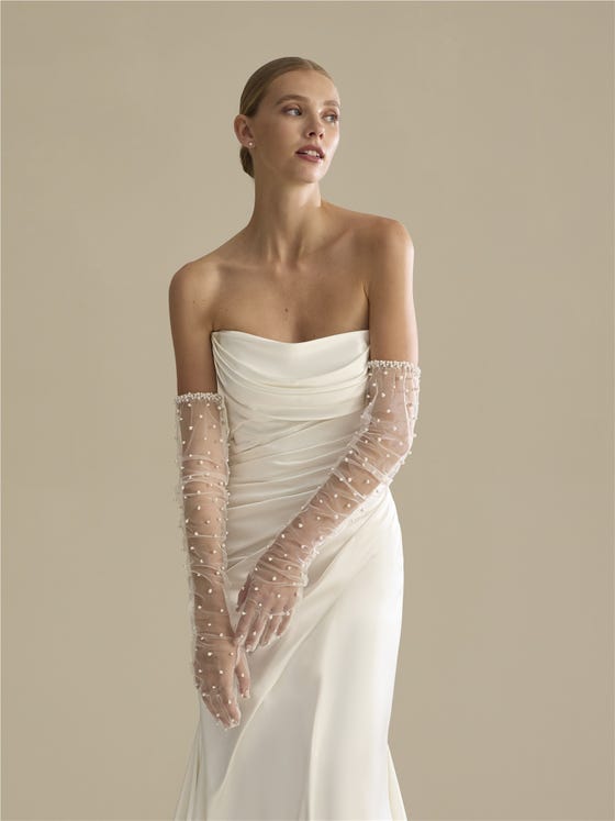 Parte delantera guantes en tul GLV-LA07.