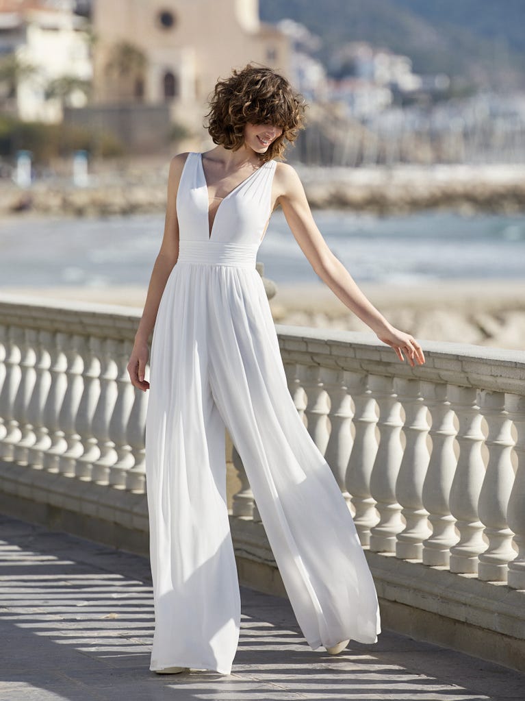 Off white wedding jumpsuit Clearance
