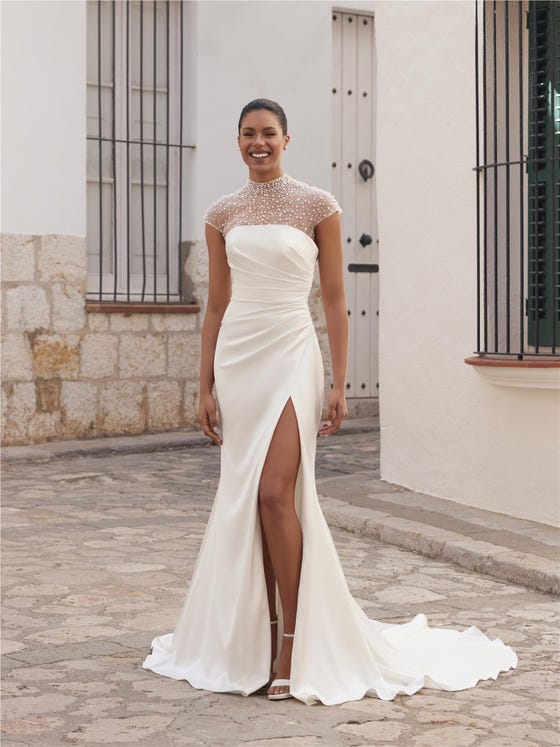Front mermaid wedding dress with strapless neckline in satin LIGHTY.